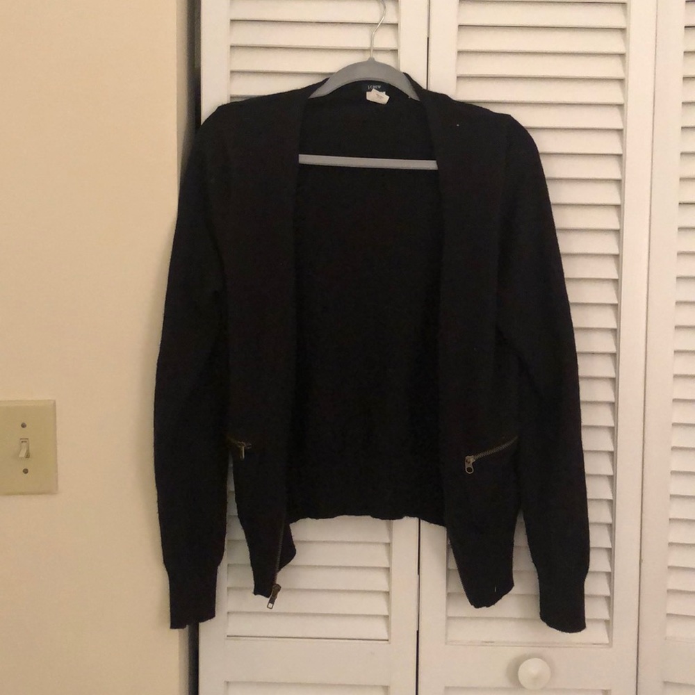 J. Crew Wool and Cashmere Black Cardigan
